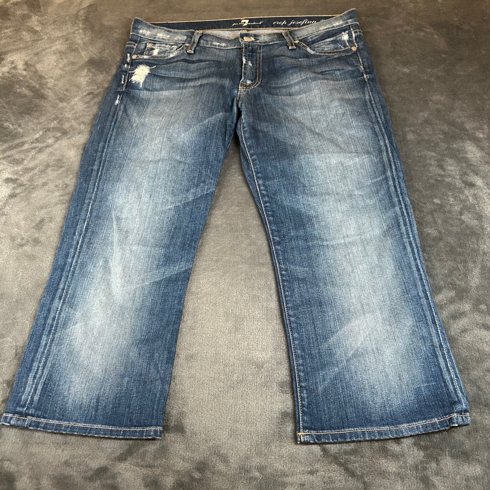 7 For All Mankind Crop Josefina Skinny Boyfriend Jeans Distressed Womens 29x21.5